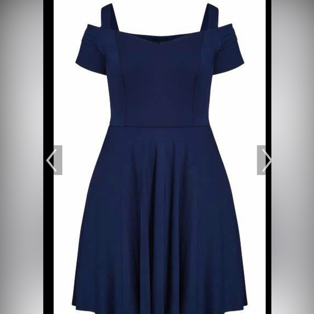 *MAKE OFFER!* Retro Vibe “cold shoulder style” Dress - Navy